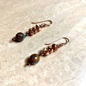 Handmade rose gold composite stone earrings